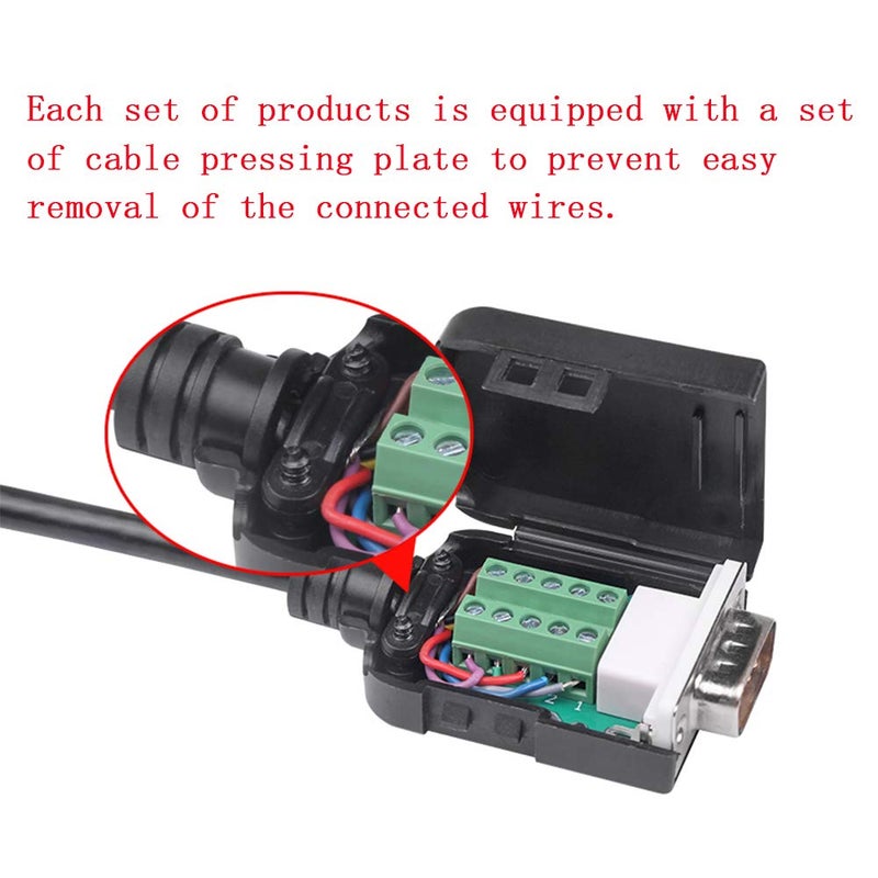 Anmbest 2PCS DB9 Solderless RS232 D-SUB Serial to 9-pin Port Terminal Male Adapter Connector Breakout Board with Case Long Bolts Tail Pipe (2PCS Thinner Female) - Image 3